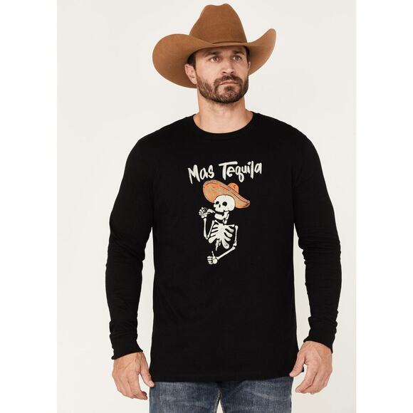 Moon Shine Other - Moon Shine Spirit Mens Medium Festival Skull Print Shirt Black Mas Tequila